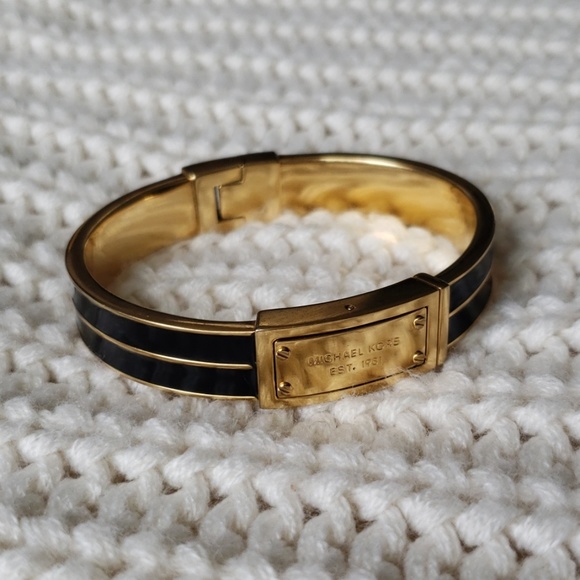 Michael Kors Gold & Black Hinged Bracelet - Picture 1 of 5